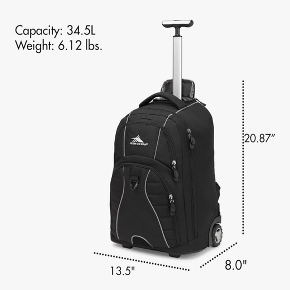 High Sierra Black Rolling Backpack - Picture 5 of 9